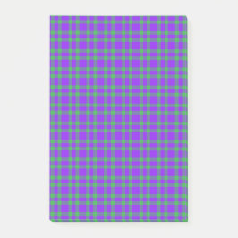 Notas Post-it® Patrón de Cuadro Escocés Púrpura Verde