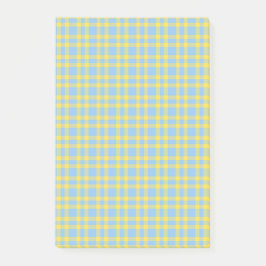 Notas Post-it® Patrón de Cuadros Azules y Amarillos