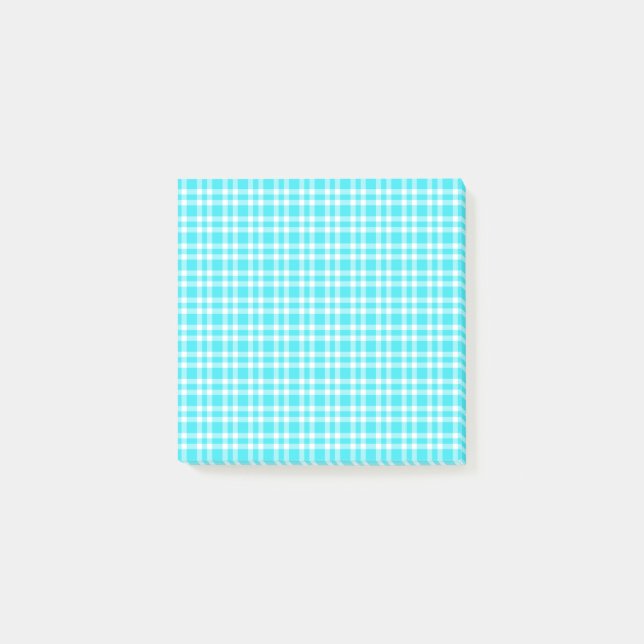 Notas Post-it® Patrón de cuadros azules y blancos (Anverso)