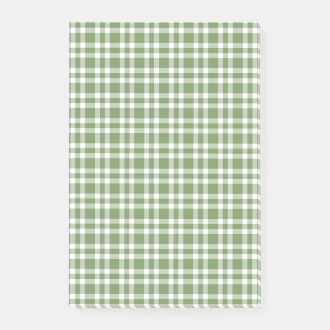 Notas Post-it® Patrón de cuadros verdes y blancos (Anverso)