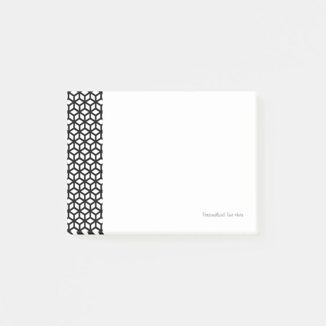 Notas Post-it® Patrón de cubo blanco y negro (Anverso)