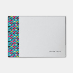Notas Post-it® Patrón de cubo rosa y turquesa