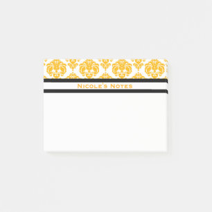 Notas Post-it® Patrón de damasco amarillo y blanco Moderno person