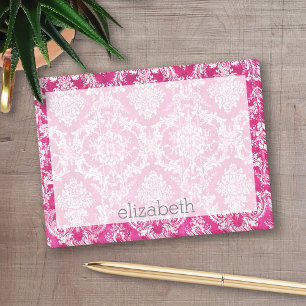 Notas Post-it® Patrón de Damasco de Grunge Rosado Caliente