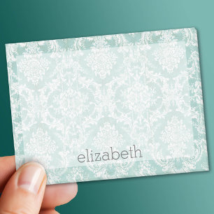 Notas Post-it® Patrón de Damasco de Vintage Azul Hielo con Acabad