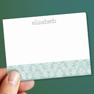 Notas Post-it® Patrón de Damasco de Vintage Azul Hielo con Acabad