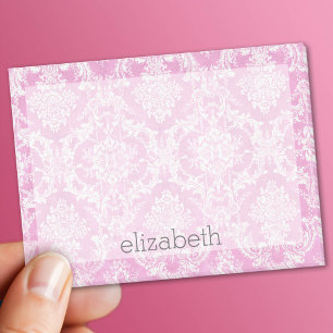 Notas Post-it® Patrón de Damasco de Vintage rosa Pastel Acabado G