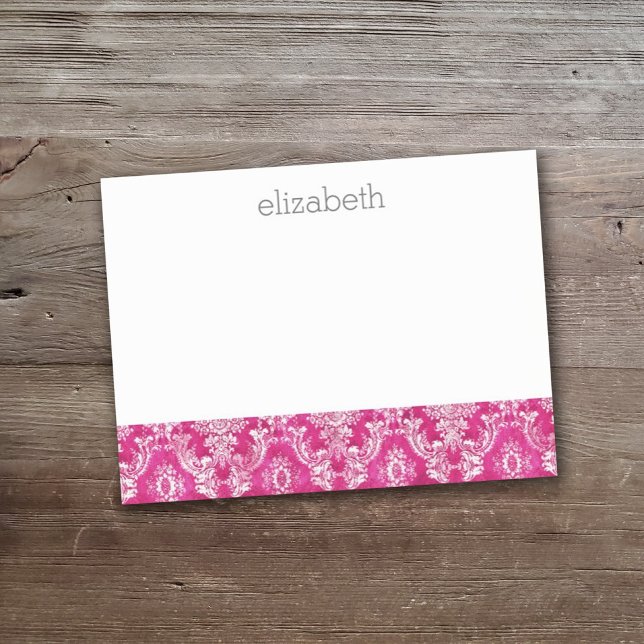Notas Post-it® Patrón de Damasco rosa Caliente - Nombre de guión (Subido por el creador)