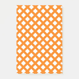 Notas Post-it® Patrón de diamante de cuadros naranja blanco