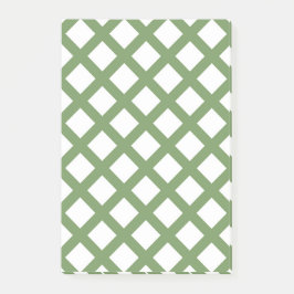 Notas Post-it® Patrón de diamante de cuadros verde blanco