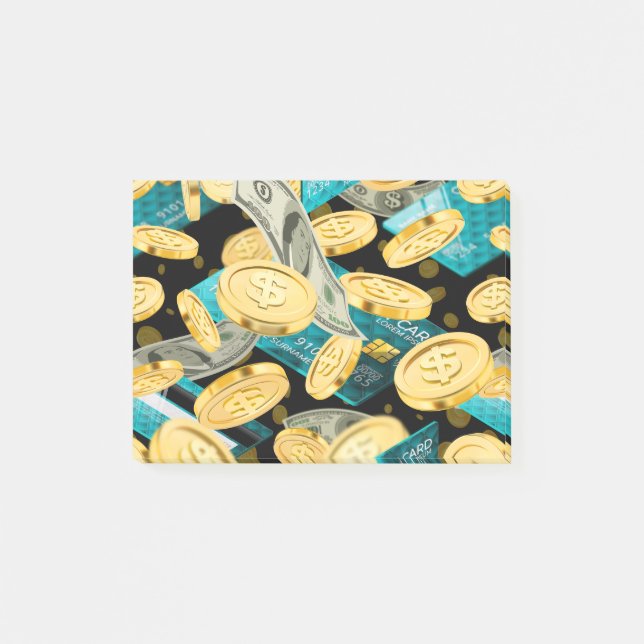 Notas Post-it® Patrón de dinero 2 (Anverso)