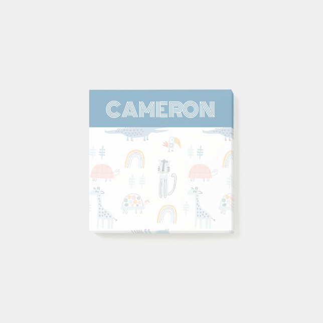 Notas Post-it® Patrón de diversión animal Doodle (Anverso)