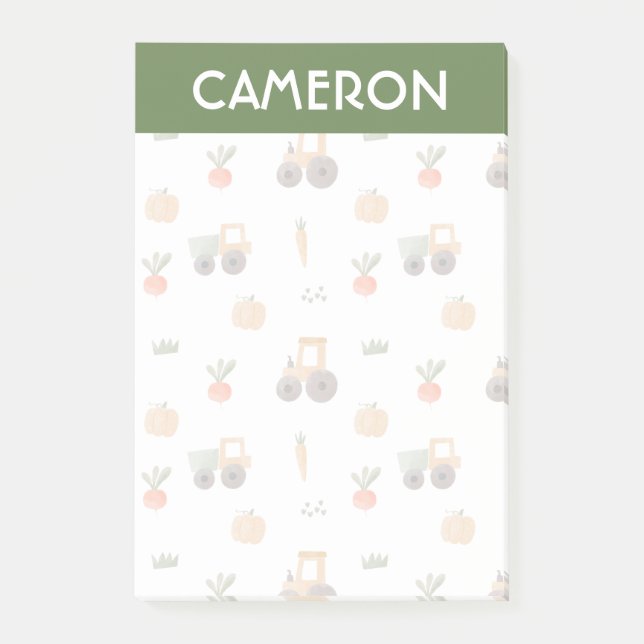 Notas Post-it® Patrón de diversión de acuarela de jardín de granj (Anverso)