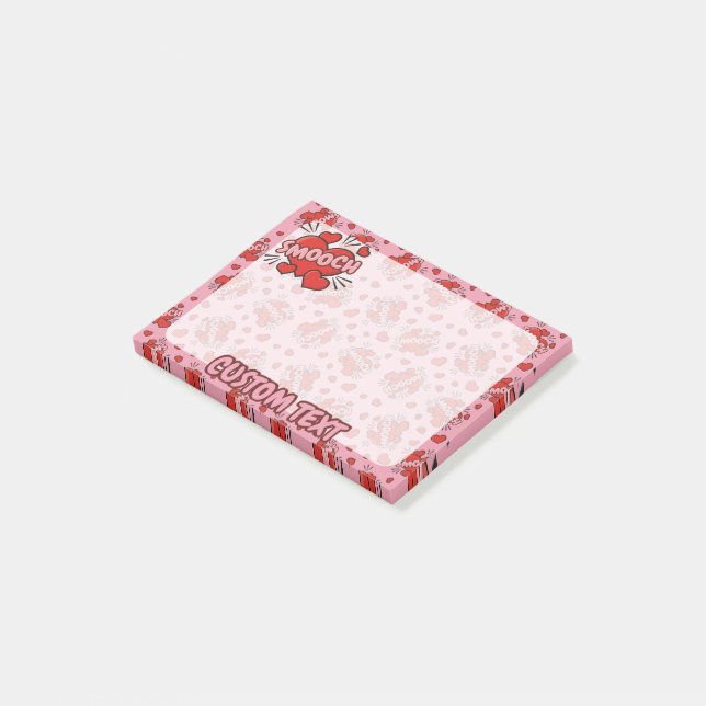 Notas Post-it® Patrón de efectos de sonido de historieta de besad (En perspectiva)