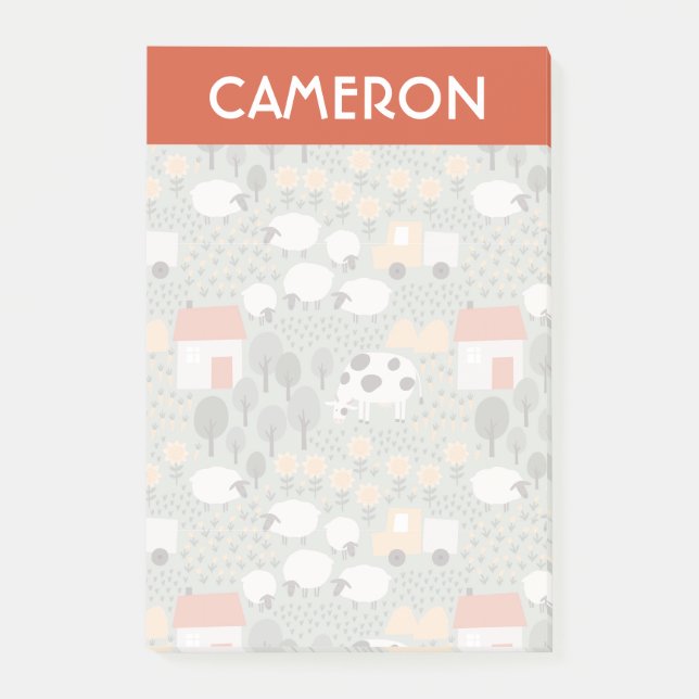 Notas Post-it® Patrón de escena de la granja (Anverso)