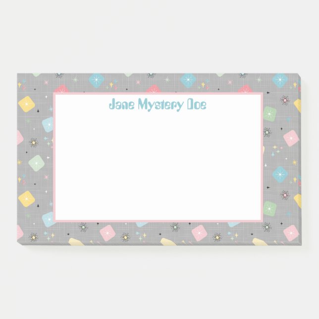 Notas Post-it® Patrón de explosiones de estrellas atómicas retro  (Anverso)