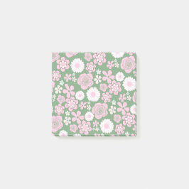 Notas Post-it® Patrón de flor del Y2K 70s del Retro Blanco Rosa V
