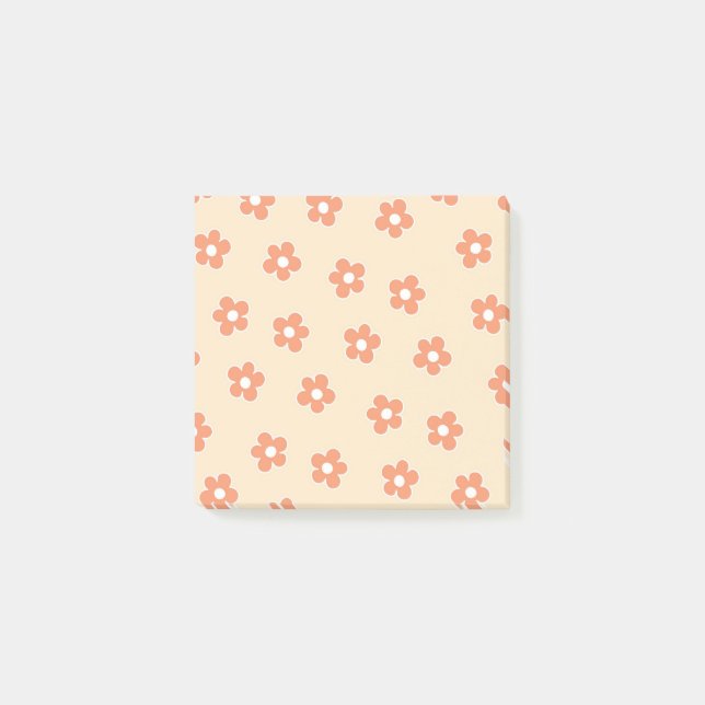 Notas Post-it® Patrón de flor hippie blanco (Anverso)