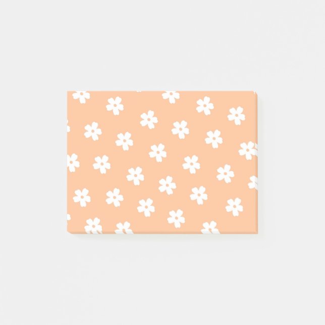 Notas Post-it® Patrón de flor hippie blanco (Anverso)