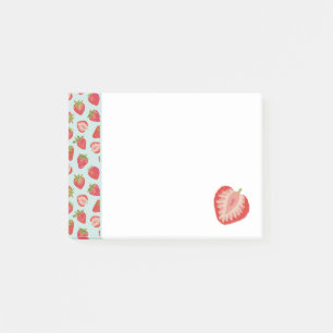 Notas Post-it® Patrón de fresa de verano y menta roja