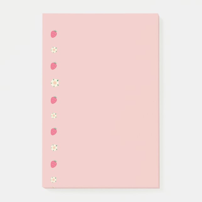Notas Post-it® Patrón de Fresas y Flores (Anverso)