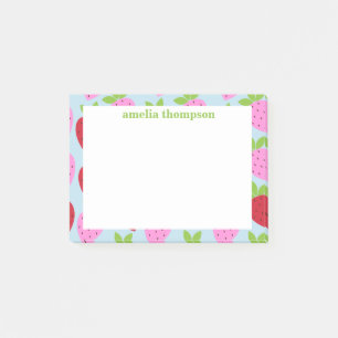 Notas Post-it® Patrón de fruta de fresa retro lindo personalizado