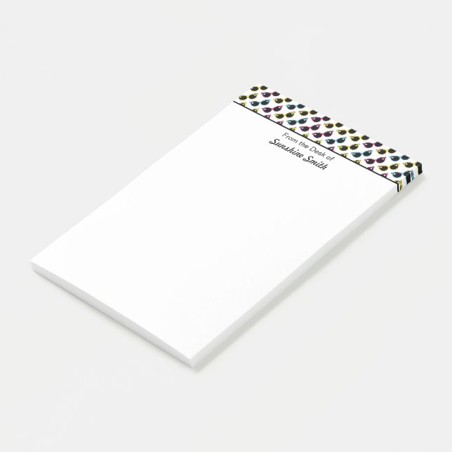 Notas Post-it® Patrón de gafas de sol de gato retro personalizado (En perspectiva)