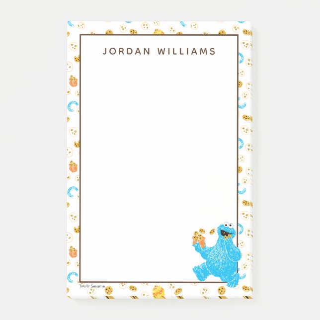 Notas Post-it® Patrón de galleta de monstruo de crayón (Anverso)