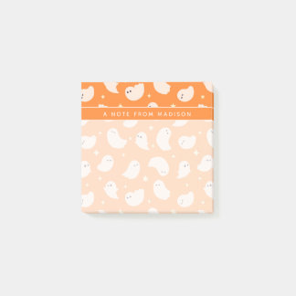 Notas Post-it® Patrón de garabato fantasma naranja