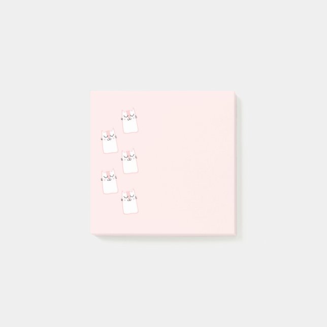 Notas Post-it® Patrón de gatito dormido (Anverso)