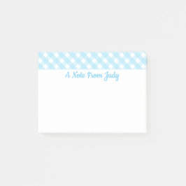 Notas Post-it® Patrón de Gingham azul Pastel