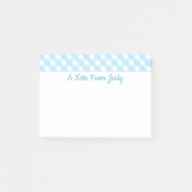 Notas Post-it® Patrón de Gingham azul Pastel (Anverso)