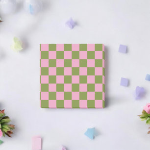 Notas Post-it® Patrón de Gingham de color verde rosa