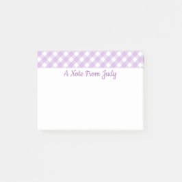 Notas Post-it® Patrón de Gingham púrpura Pastel