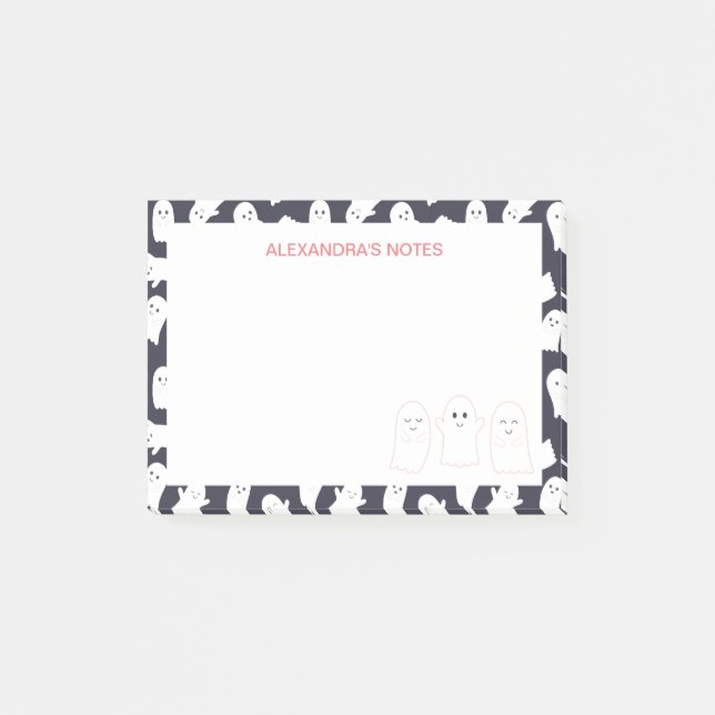 Notas Post-it® Patrón de Halloween de ghosts amistosos (Anverso)