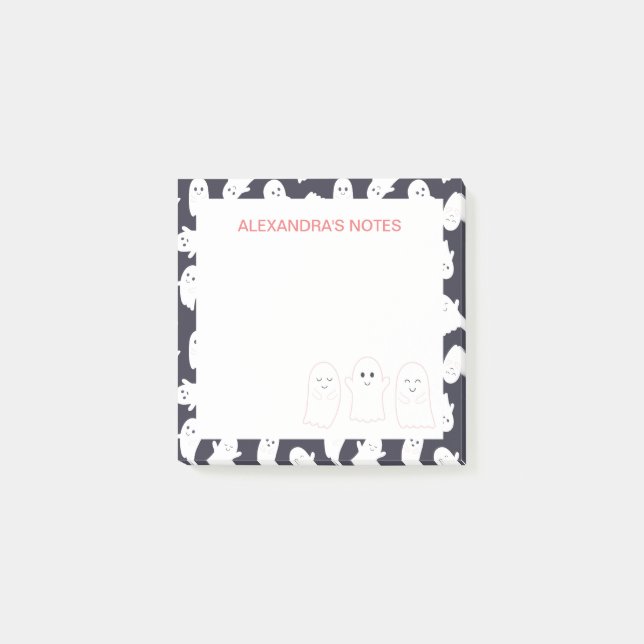 Notas Post-it® Patrón de Halloween de ghosts amistosos (Anverso)
