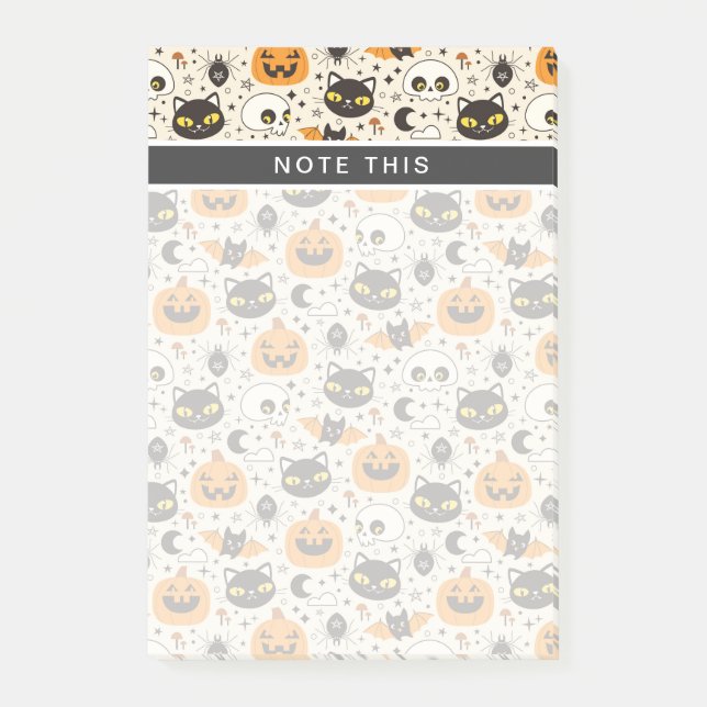 Notas Post-it® Patrón de Halloween de Retro Cuto (Anverso)