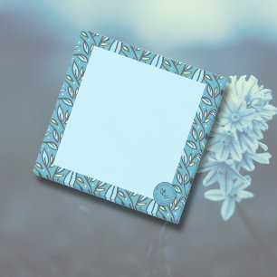 Notas Post-it® Patrón de hojas azul turquesa