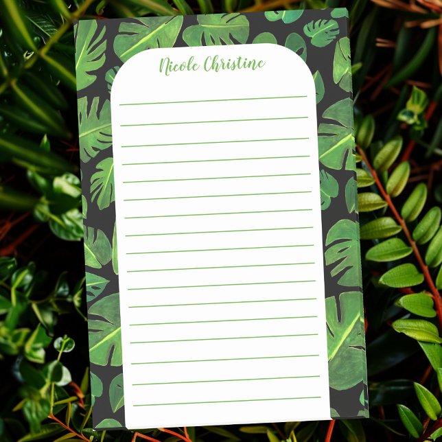 Notas Post-it® Patrón de hojas de monastera tropical en línea PER (Tropical Monstera Leaf Pattern CUSTOMIZED Lined Post-it Notes
)