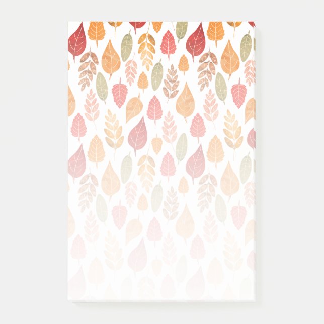 Notas Post-it® Patrón de hojas otoñales pintadas (Anverso)