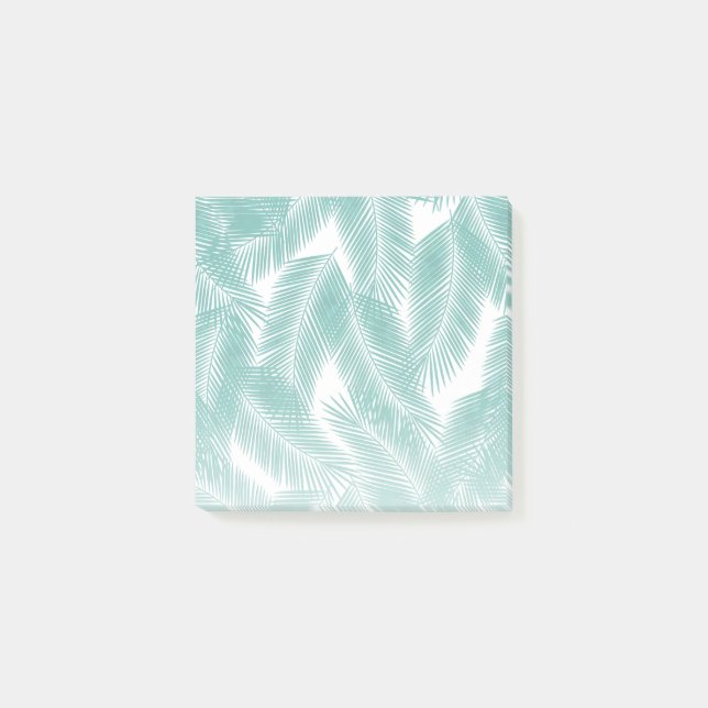 Notas Post-it® Patrón de hojas tropicales verdes (Anverso)