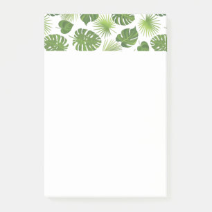 Notas Post-it® Patrón de hojas tropicales verdes y elegantes