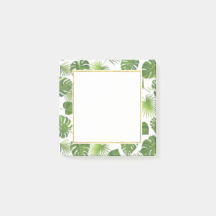 Notas Post-it® Patrón de hojas tropicales verdes y elegantes