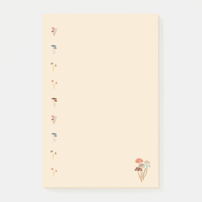 Notas Post-it® Patrón de hongos (Anverso)