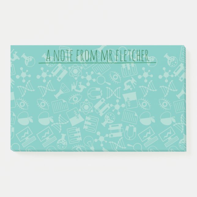 Notas Post-it® Patrón de iconos de ciencia personalizados (Anverso)