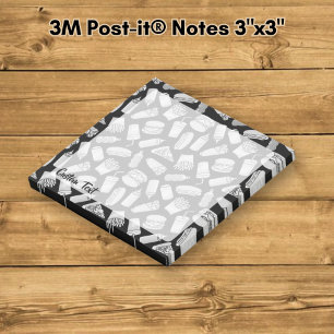 Notas Post-it® Patrón de iconos de comida rápida blanca