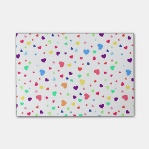 Notas Post-it® Patrón de ilustracion de corazones alegres y rom