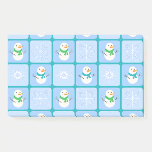 Notas Post-it® Patrón de invierno de snowman y copos de nieve