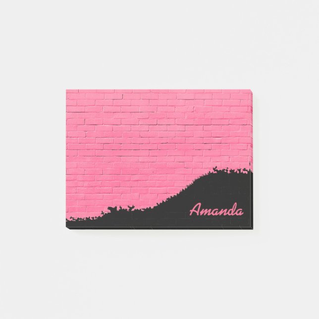 Notas Post-it® Patrón de ladrillo rosa personalizado (Anverso)