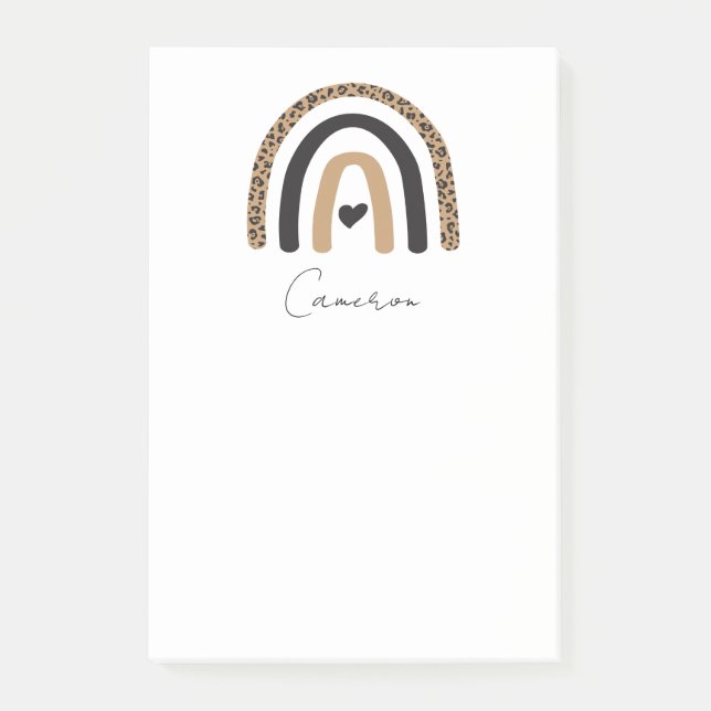 Notas Post-it® Patrón de leopardo arco iris (Anverso)